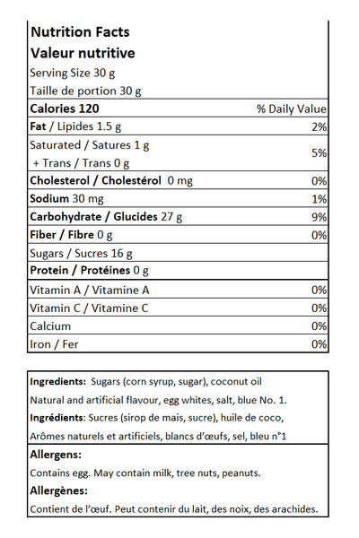 freeze dried salt water taffy - cotton candy ingredients - nutrition facts