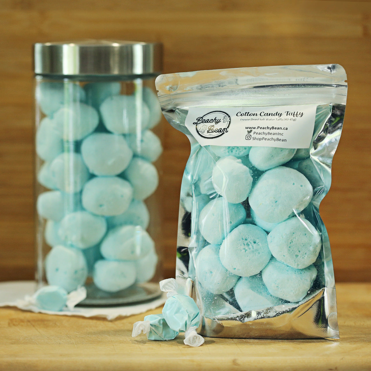 freeze dried candy - freeze dried salt water taffy - cotton candy flavor
