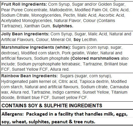 freeze dried candy mix ingredients list