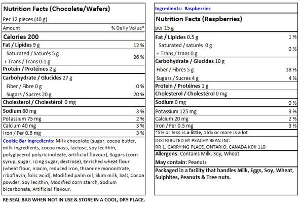 Twiddle Berry - freeze dried chocolate and raspberries - nutrition facts